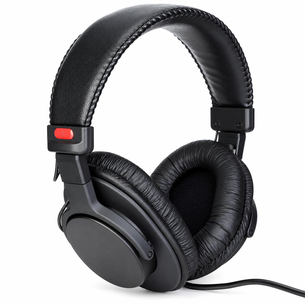 Wired Over-Ear Studio Headphones, 40 mm Drivers, Fixed Coiled Cable, Black