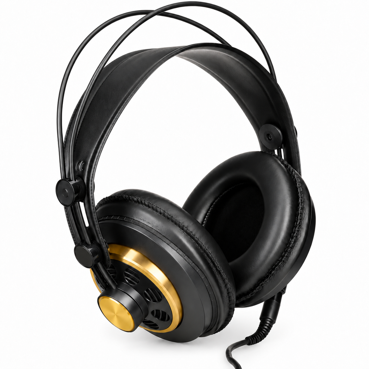 Semi-Open Over-Ear Studio Headphones, 30 mm Drivers, Black and Gold